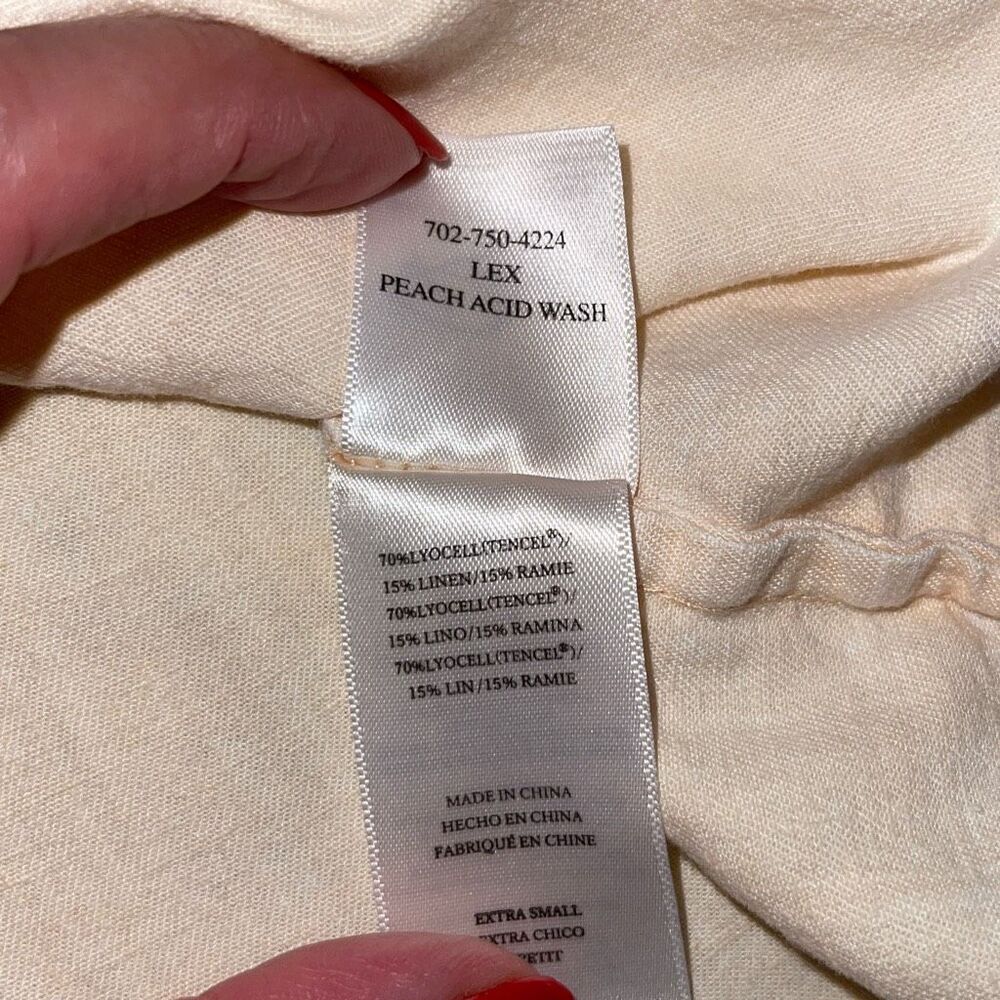 Rails Lex Top Button Down Short‎ Sleeve Peach Aci… - image 6